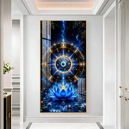 Cosmic Evil Eye With Lotus Premium Acrylic Vertical Wall Art