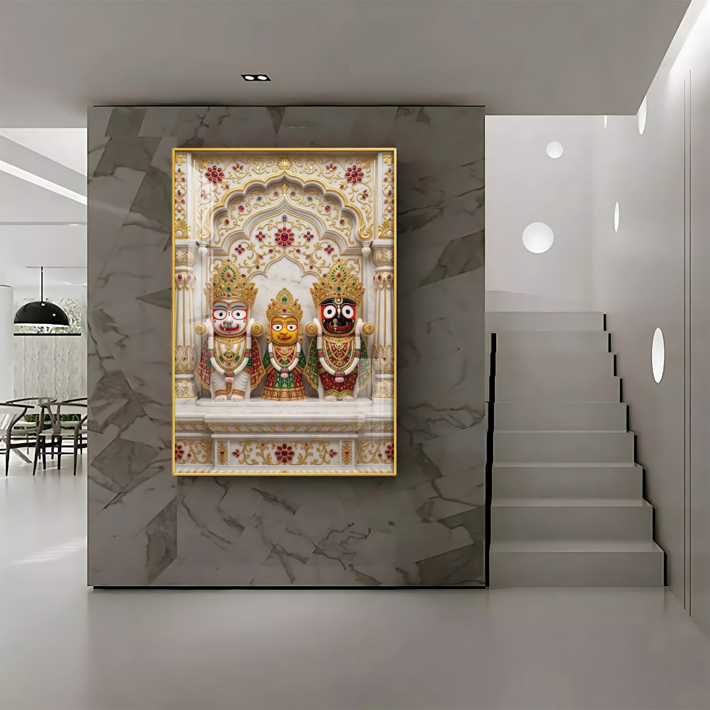 Divine Jagannath, Balabhadra and Subhadra Premium Acrylic Vertical Wall Art