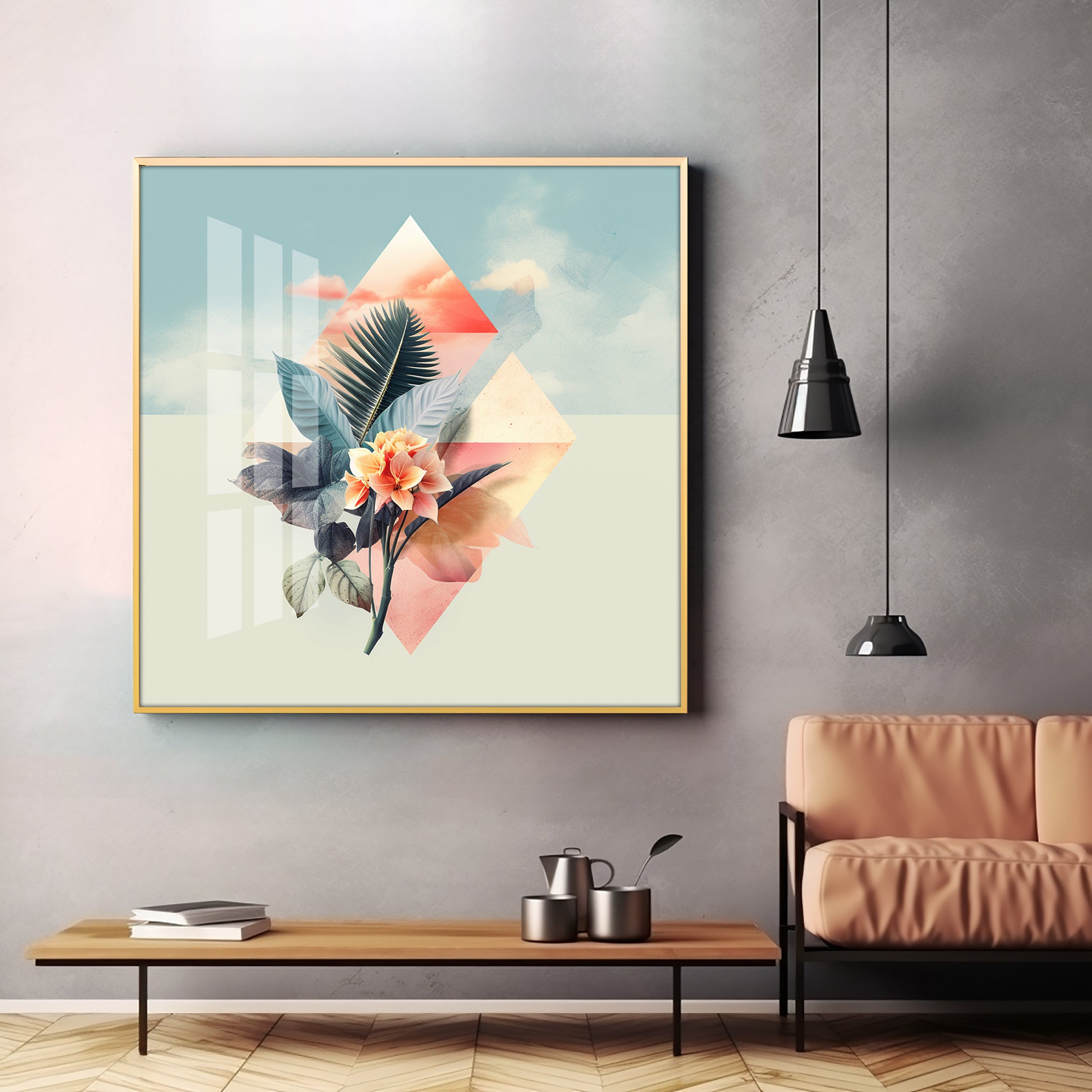 Beautiful Floral Composition Premium Acrylic Square Wall Art