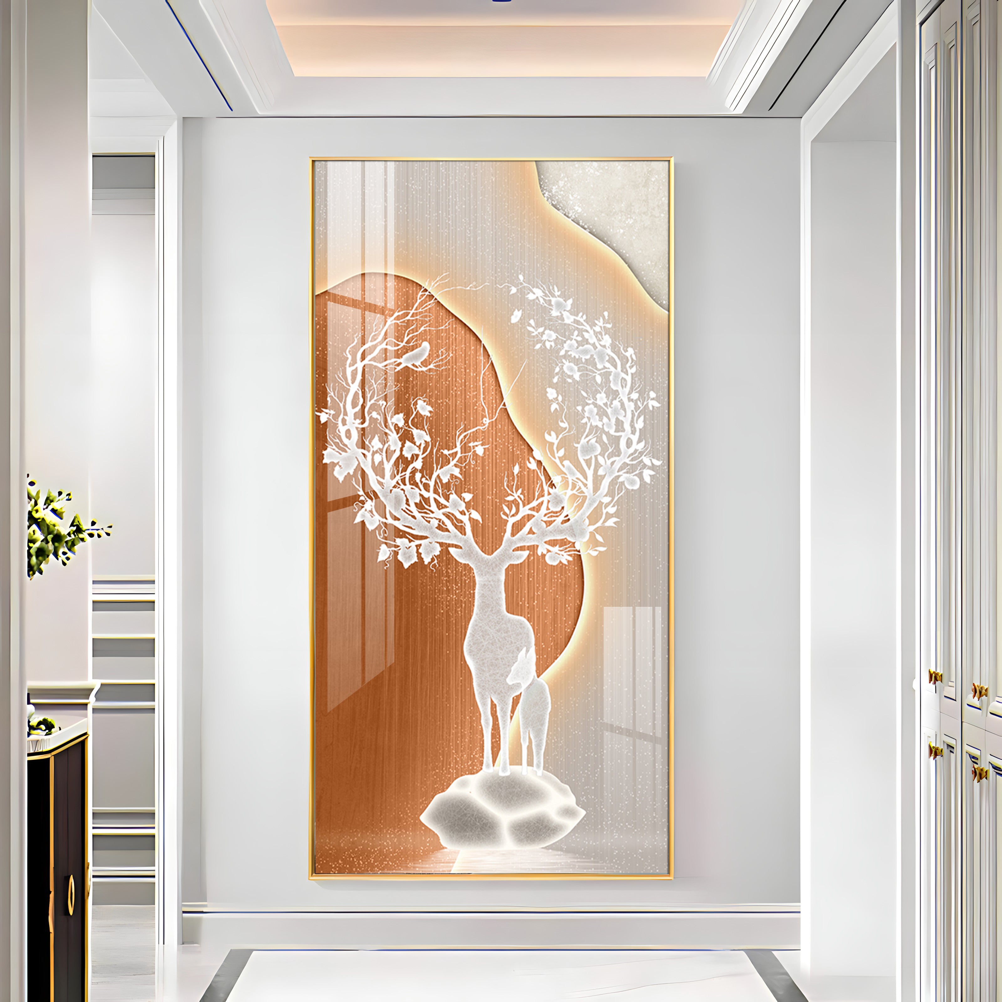 Modern White Deer Premium Acrylic Vertical Wall Art