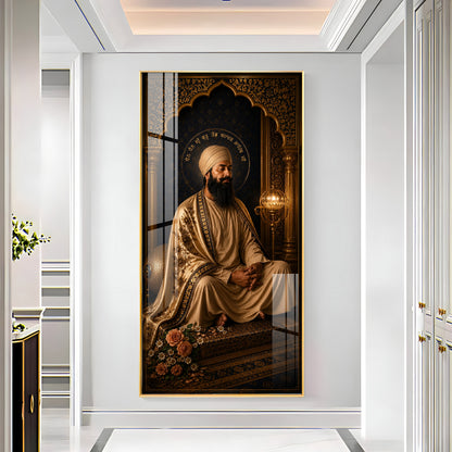 Guru Tegh Bahadur Ji Meditating Premium Acrylic Vertical Wall Art