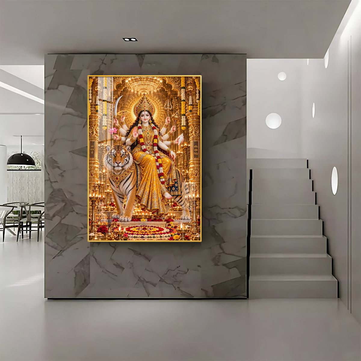 Sherawali Maiya Premium Acrylic Vertical Wall Art