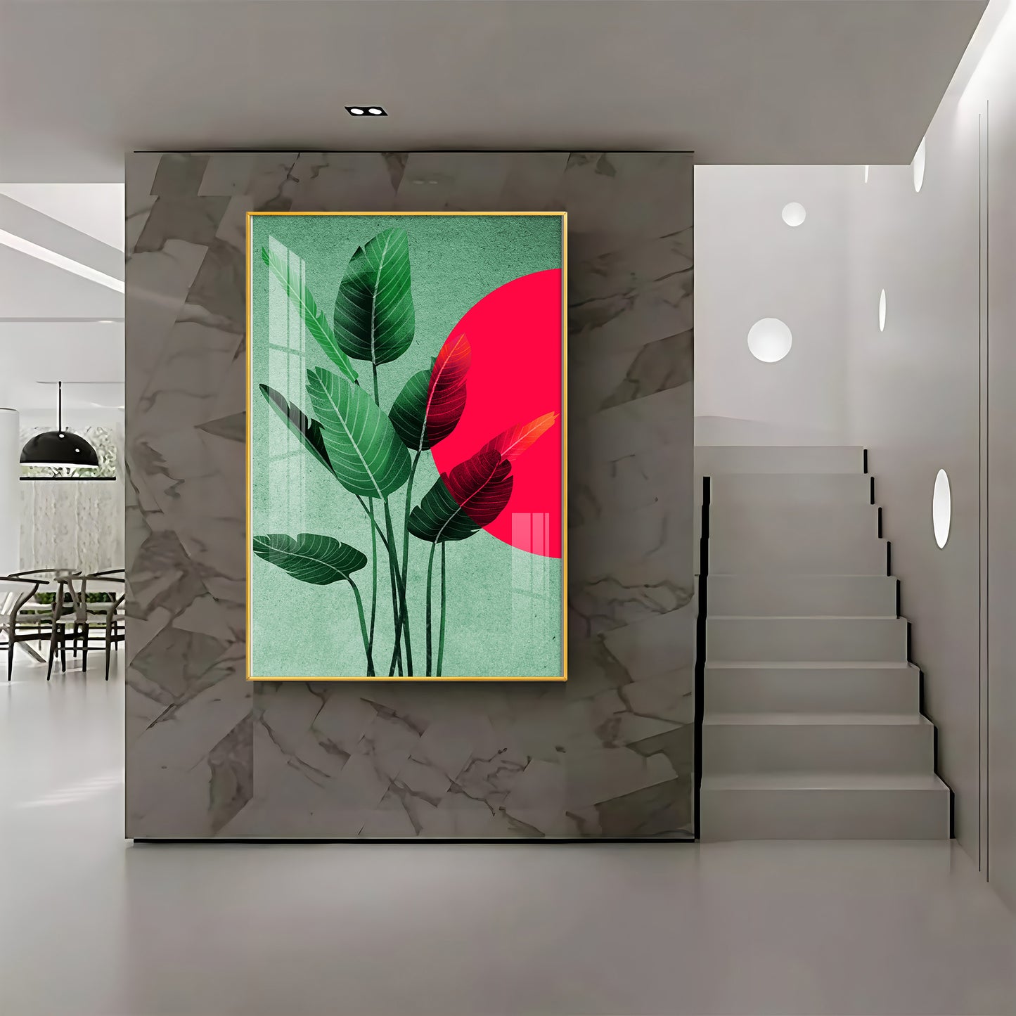 Green Leaf Premium Acrylic Vertical Wall Art