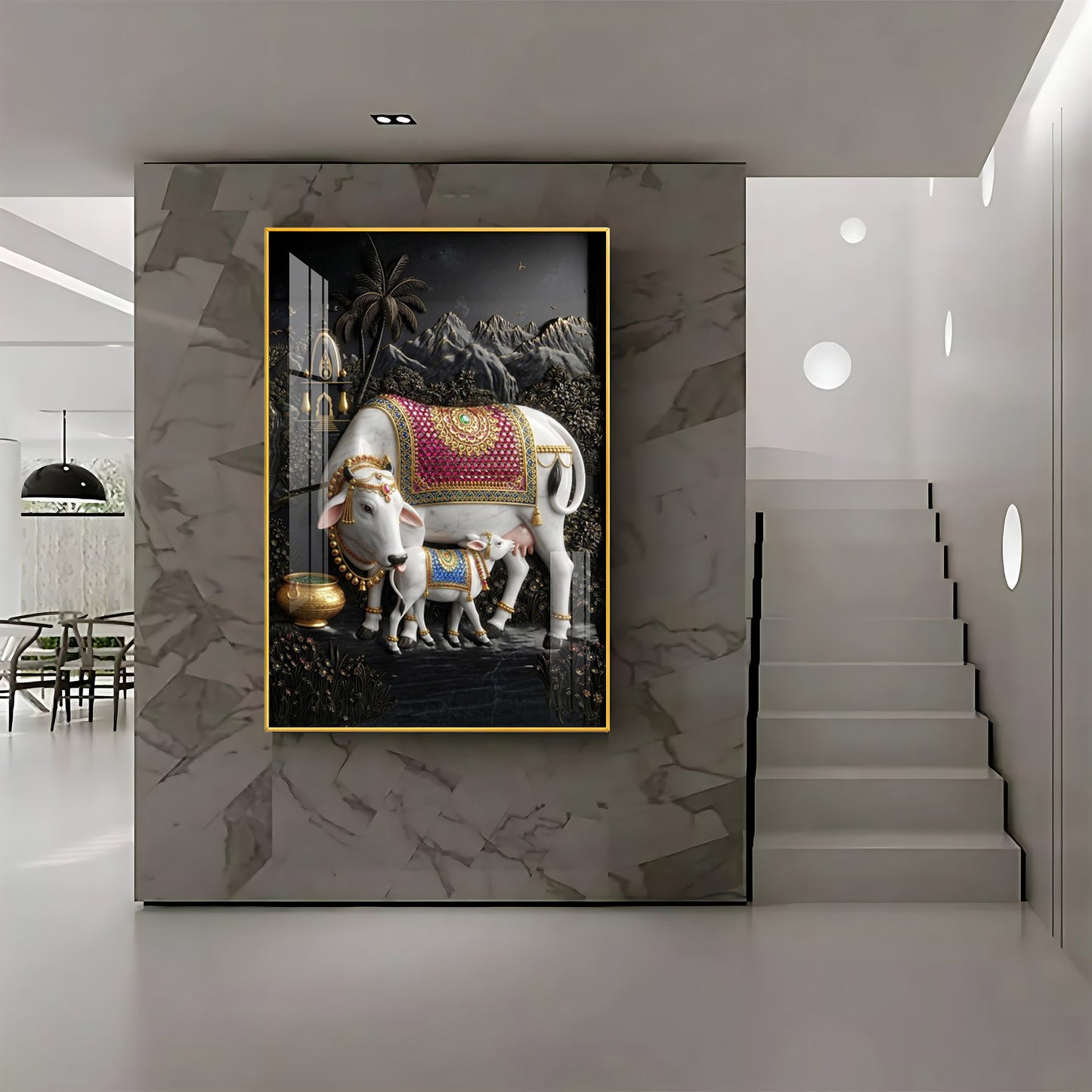 Divine Cow Kamadhenu Premium Acrylic Vertical Wall Art