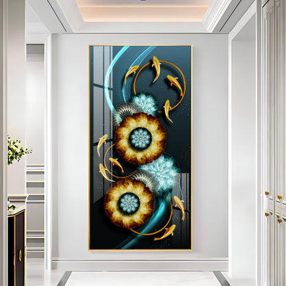 Fishes With Fractal Flowers Premium Acrylic Vertical Wall Art