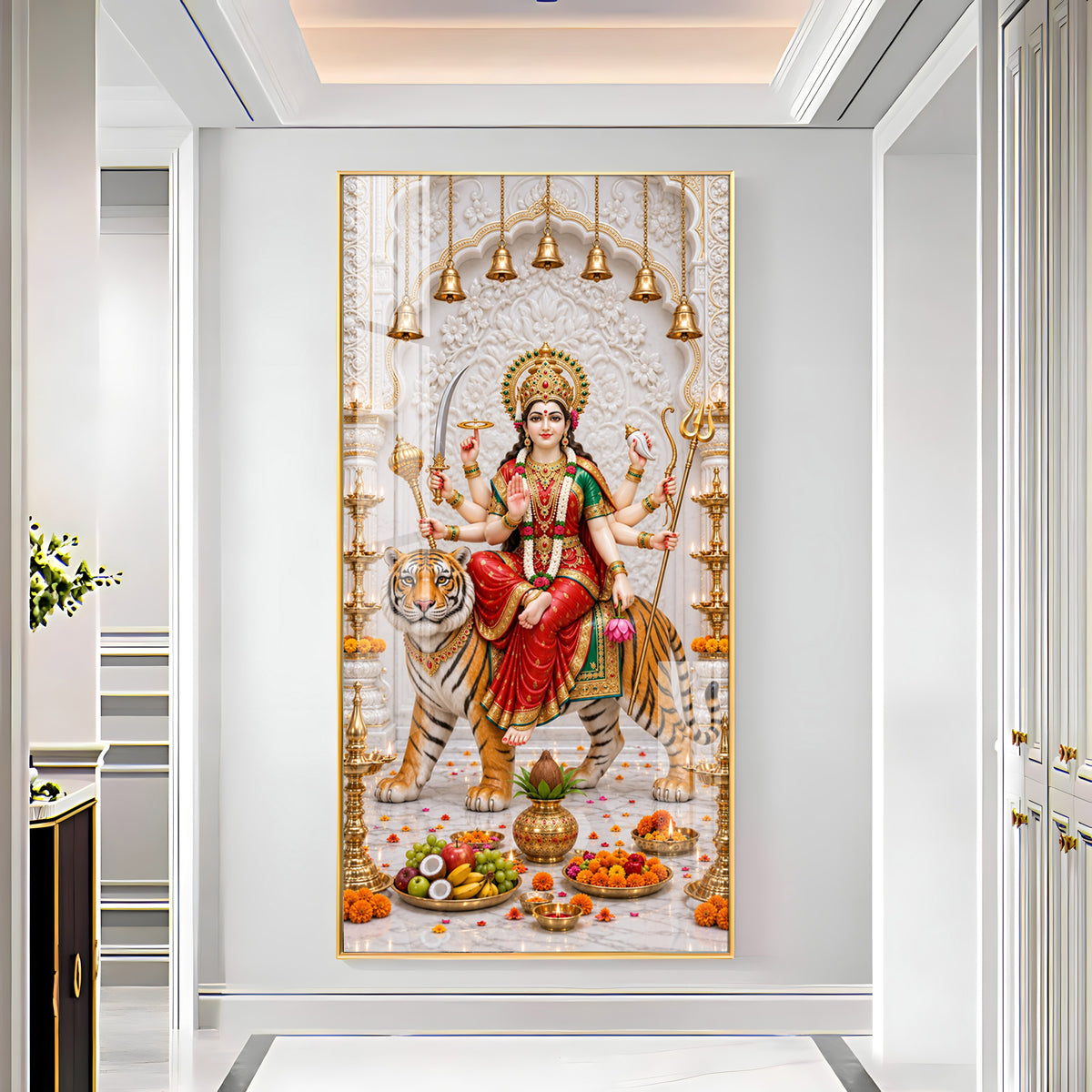 Holy Durga Mata Premium Acrylic Vertical Wall Art