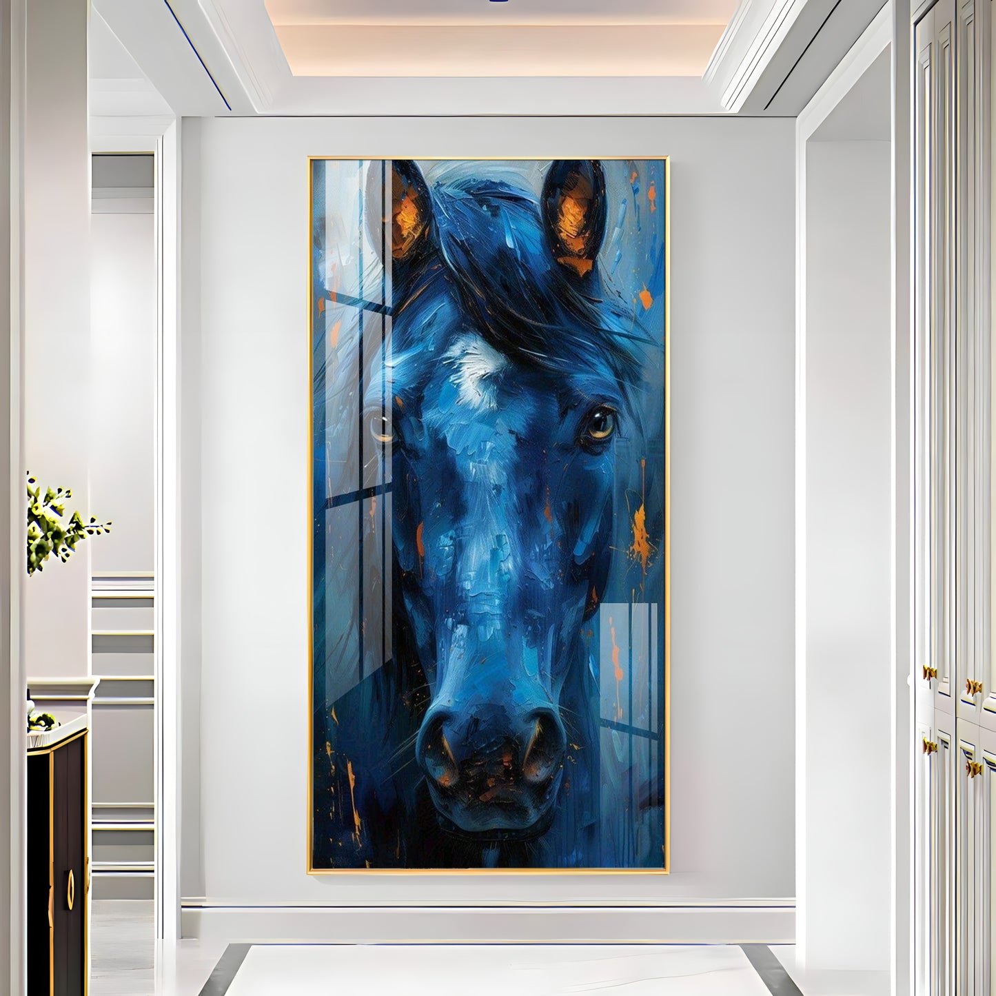 Blue Horse Premium Acrylic Vertical Wall Art