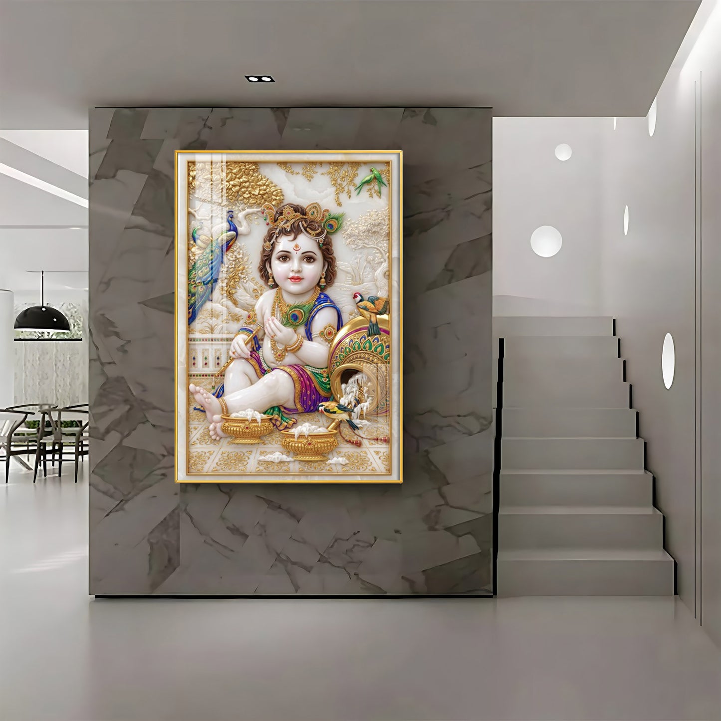 Divine Little Kanha Ji Premium Acrylic Vertical Wall Art