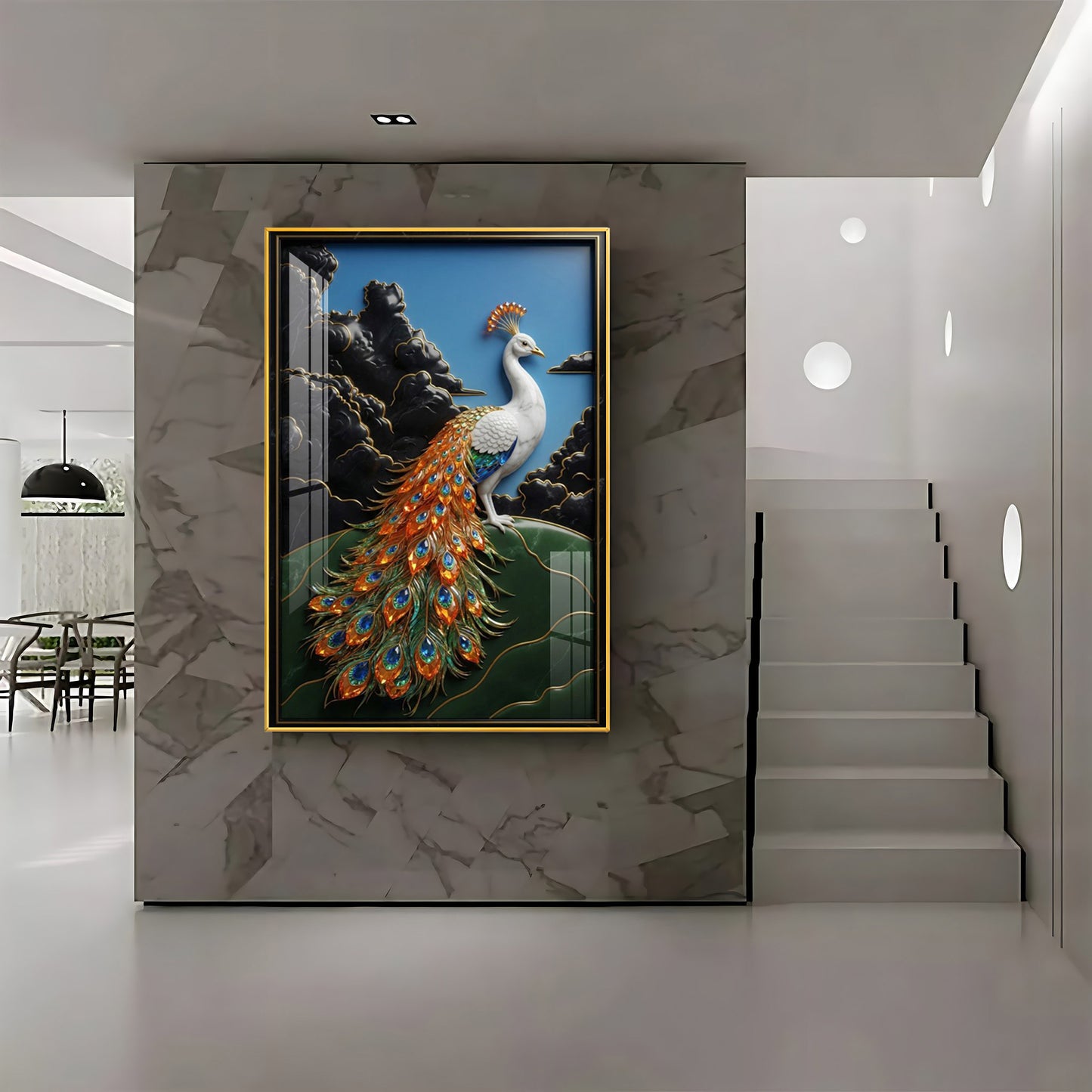 White Peacock Premium Acrylic Vertical Wall Art