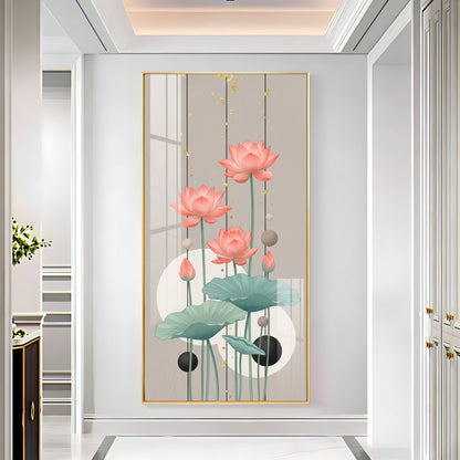 Pink Lotus Abstract Premium Acrylic Vertical Wall Art