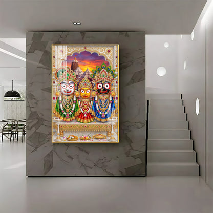 Lord Jagannath, Devi Subhadra & Lord Balabhadra Premium Acrylic Vertical Wall Art