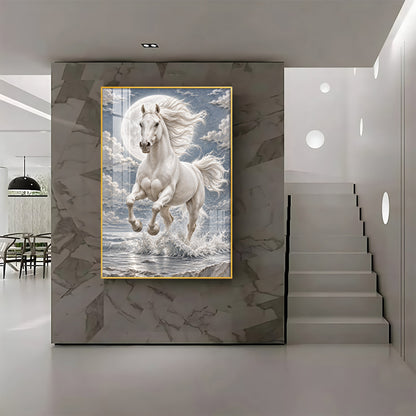 Galloping White Horse Premium Acrylic Vertical Wall Art