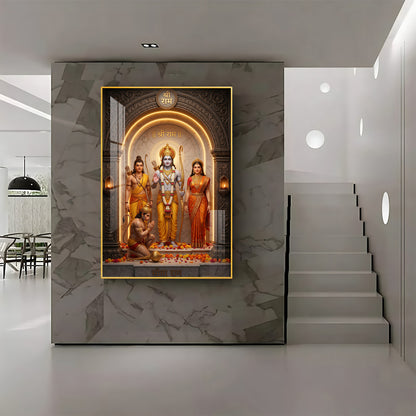 Lord Rama, Goddess Sita, Lakshmana, & Hanuman Premium Acrylic Vertical Wall Art