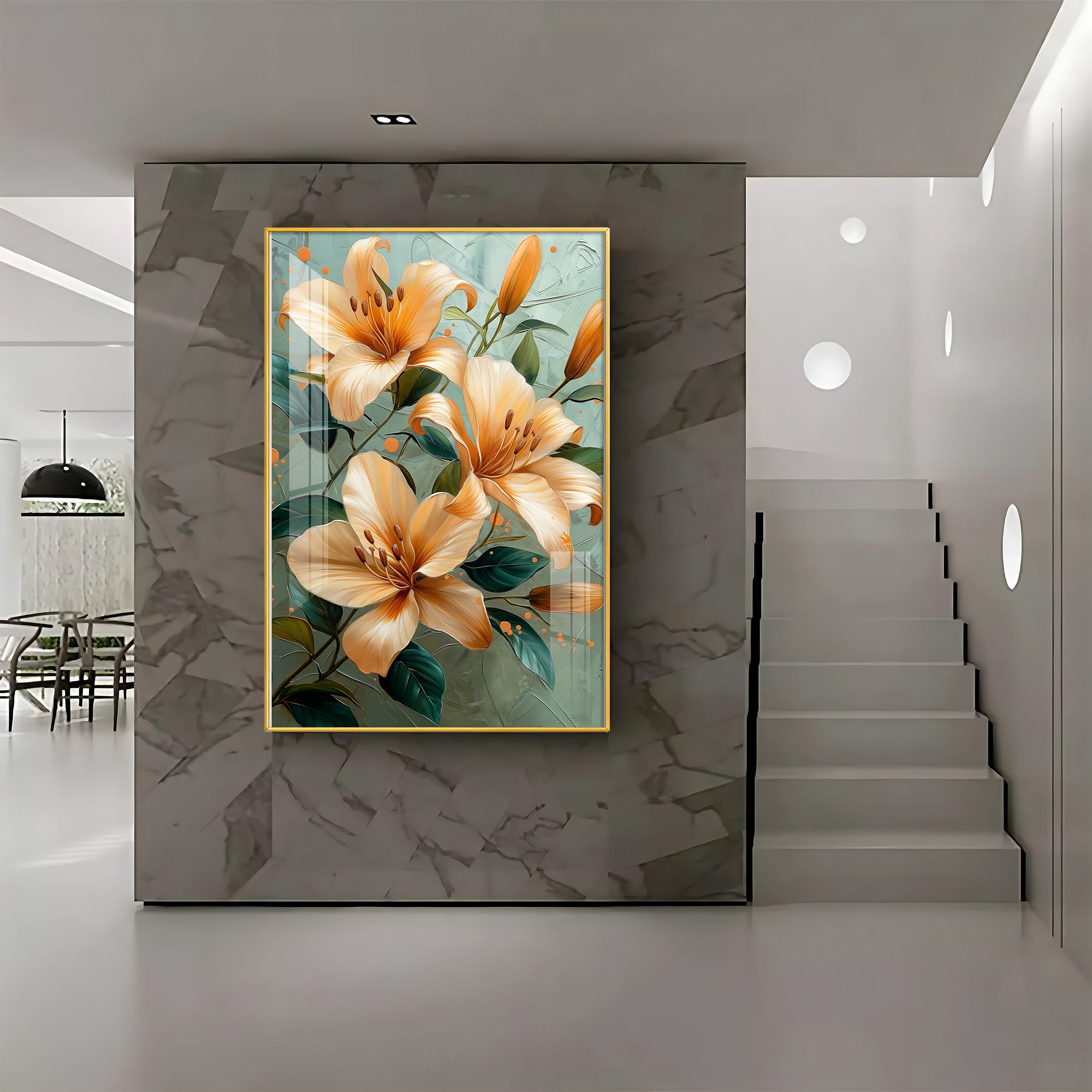 Elegant Orange Lily Flower Premium Acrylic Vertical Wall Art