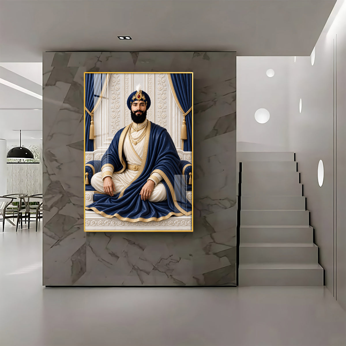 Guru Gobind Singh Ji In Blue Attire Premium Acrylic Vertical Wall Art