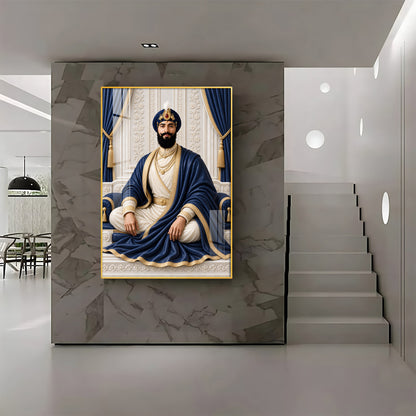 Guru Gobind Singh Ji In Blue Attire Premium Acrylic Vertical Wall Art