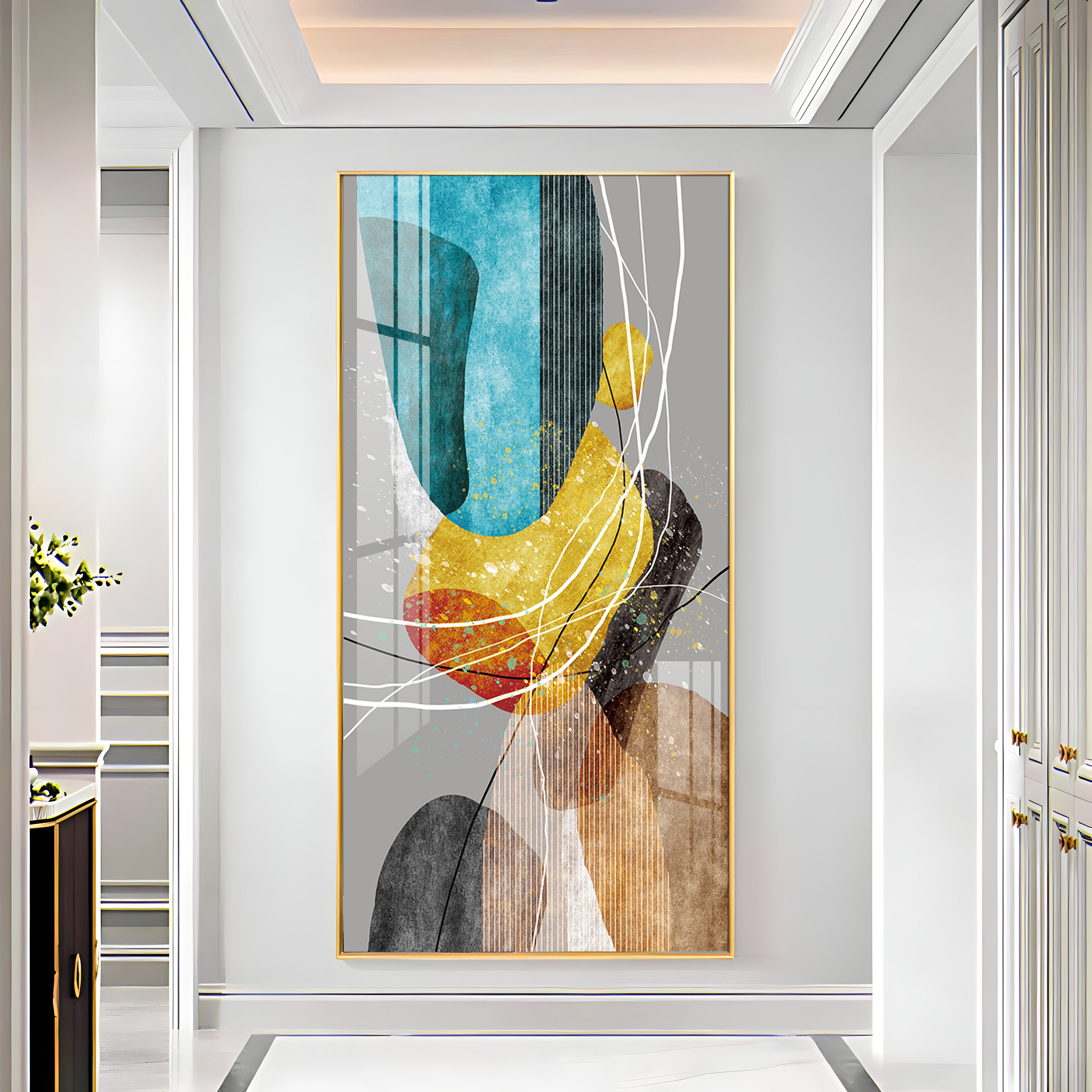 Abstract Textured Elements Premium Acrylic Vertical Wall Art