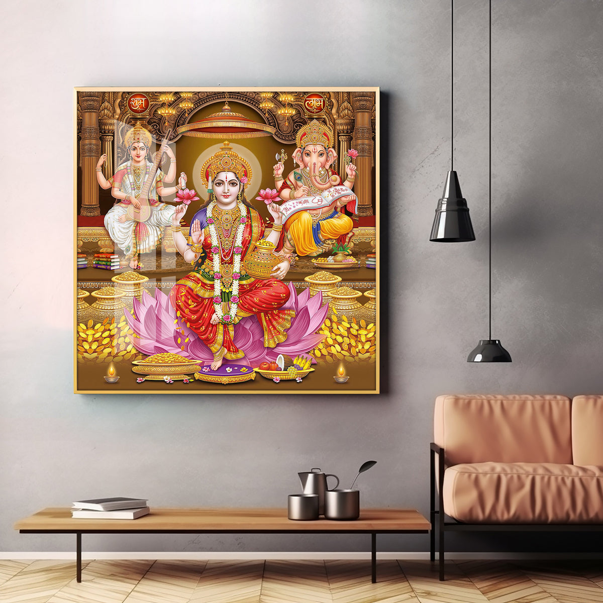Enchanted Laxmi Ji Divinity Premium Acrylic Square Wall Art