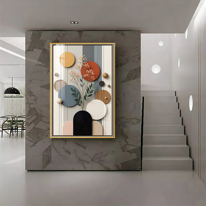 Modern Geometric Spheres with Floral Branch Premium Acrylic Vertical Wall Art