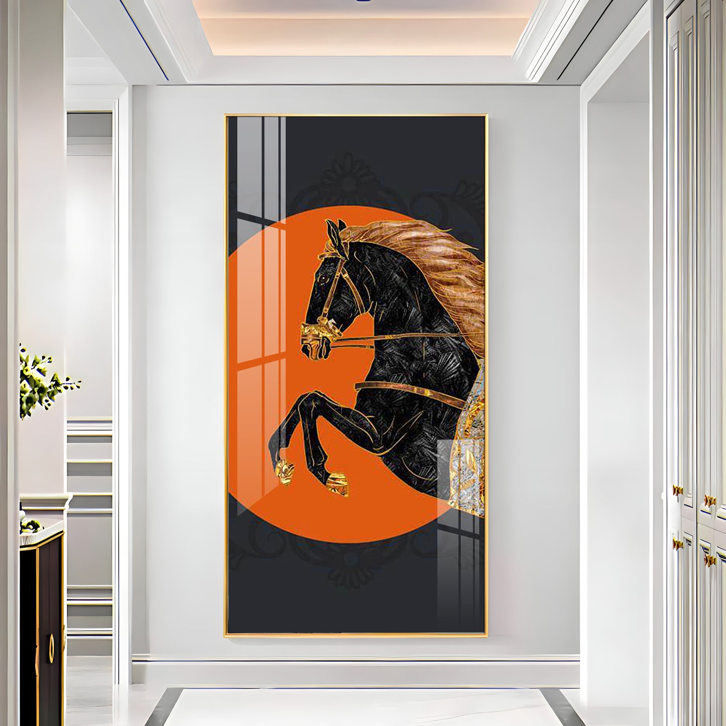 Black Horse Premium Acrylic Vertical Wall Art