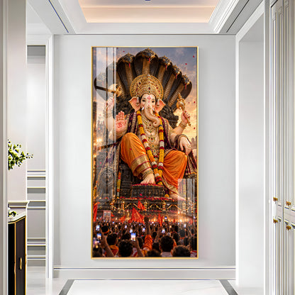 Lalbaugcha Raja Sheshnag Darshan Premium Acrylic Vertical Wall Art