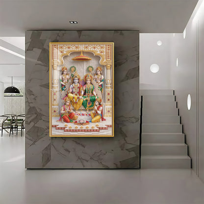 Lord Ram seated with Goddess Sita Premium Acrylic Vertical Wall Art