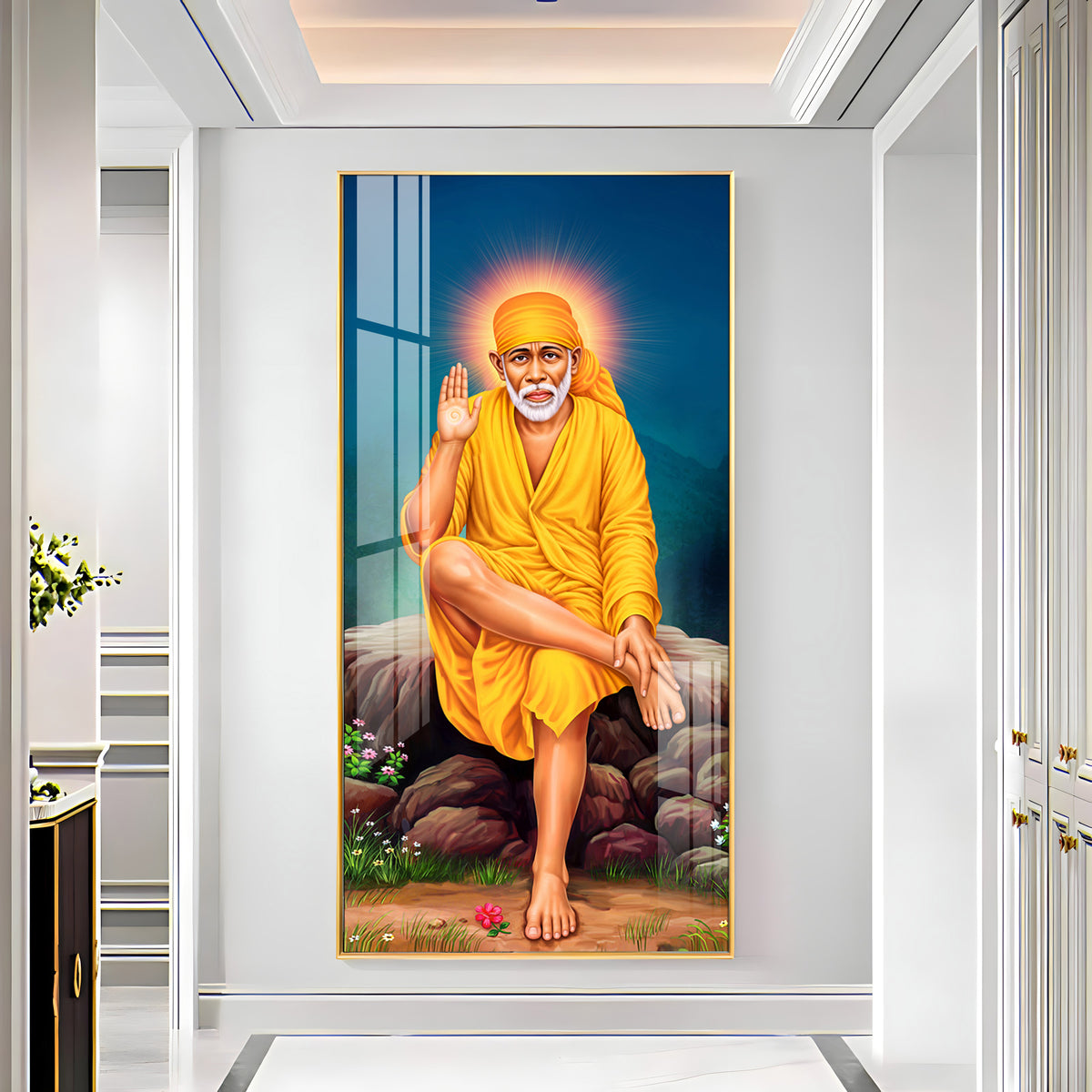 Shirdi Sai Baba Premium Acrylic Vertical Wall Art