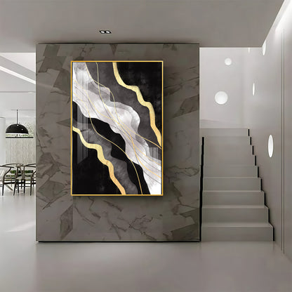 Golden Veins on Black Premium Acrylic Vertical Wall Art