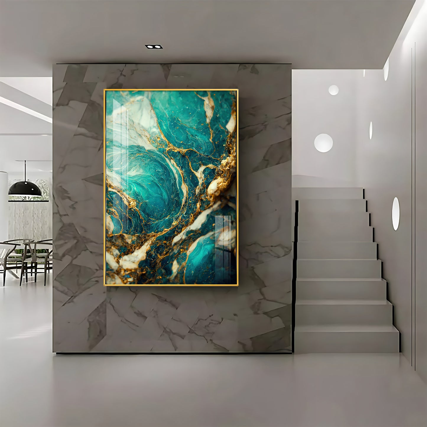 Golden Vein Elegance Premium Acrylic Vertical Wall Art