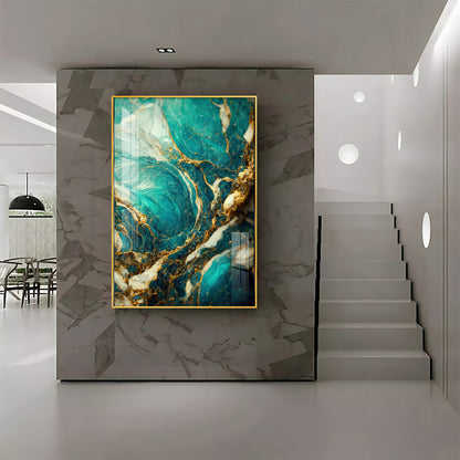 Golden Vein Elegance Premium Acrylic Vertical Wall Art