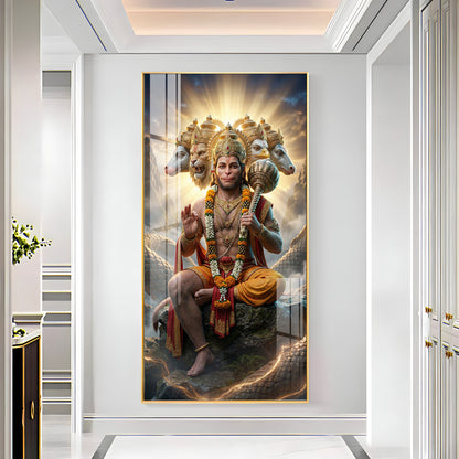 Divine Panchmukhi Hanuman Premium Acrylic Vertical Wall Art