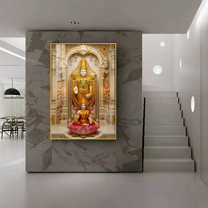 Tirupati Balaji With Devi Lakshmi Premium Acrylic Vertical Wall Art