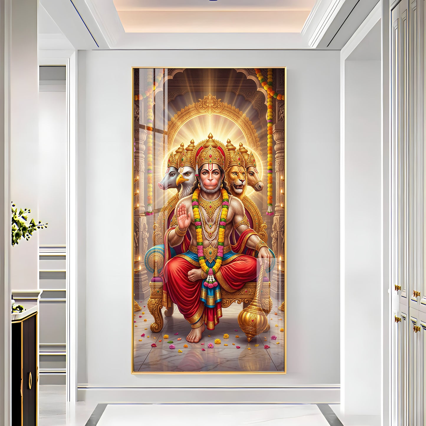 Divine Panchmukhi Hanuman Ji Essence Premium Acrylic Vertical Wall Art