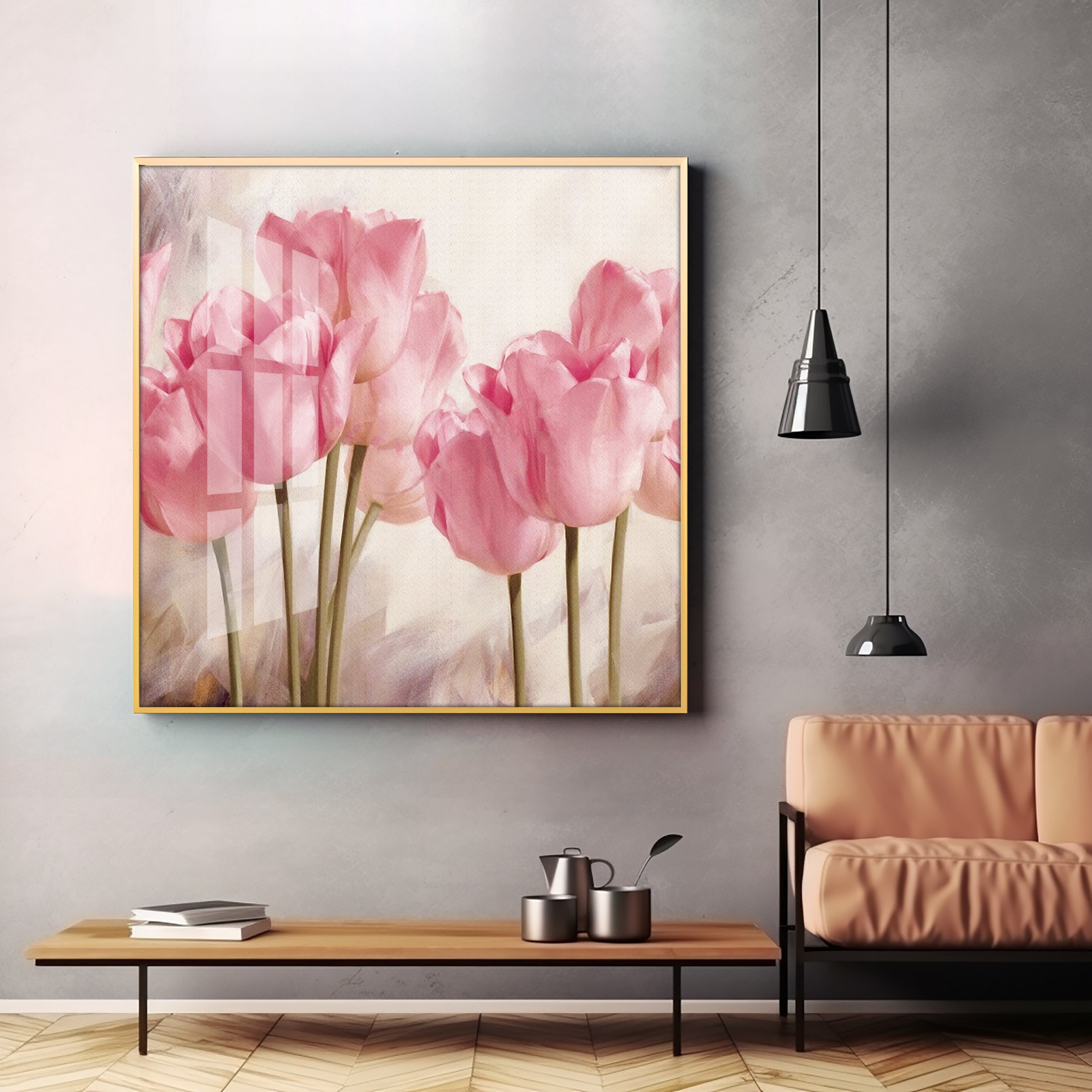 Tulip Flower Premium Acrylic Square Wall Art