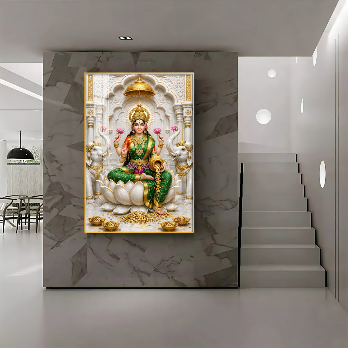 Gajalakshmi Premium Acrylic Vertical Wall Art