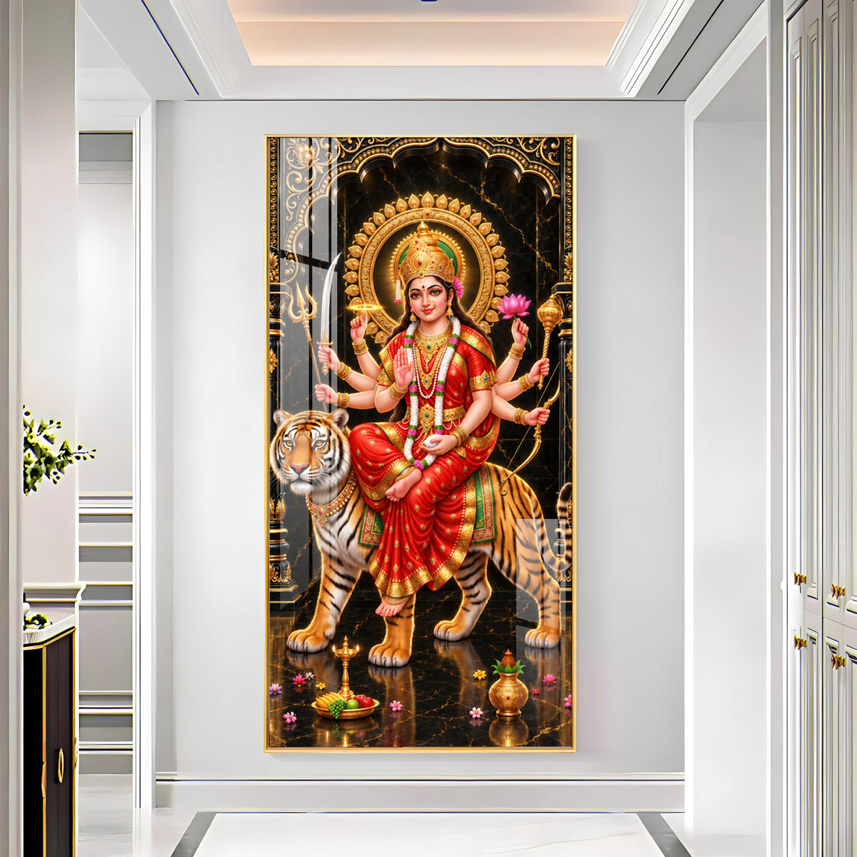 Divine Blessing Durga Premium Acrylic Vertical Wall Art
