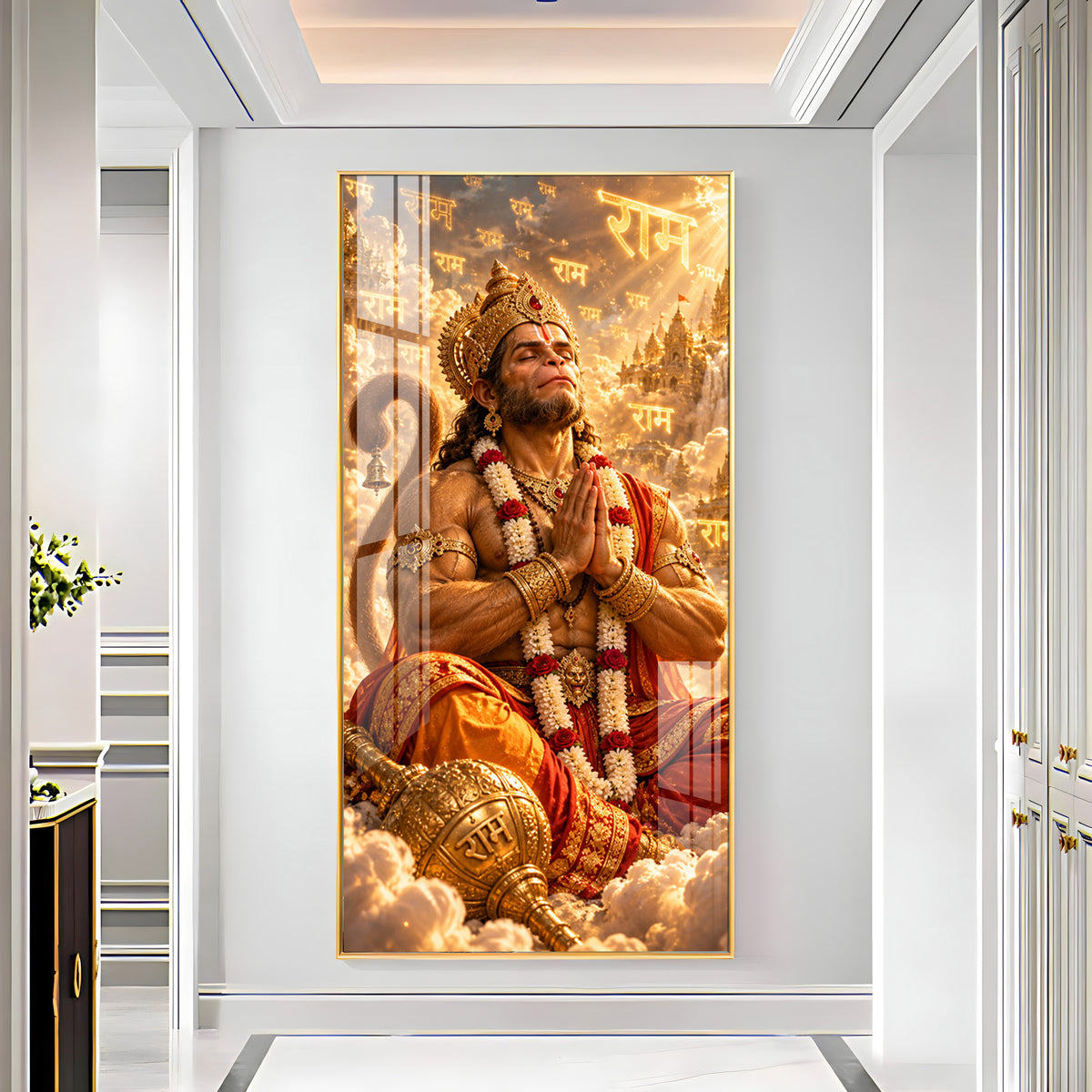 Lord Hanuman Meditation Premium Acrylic Vertical Wall Art
