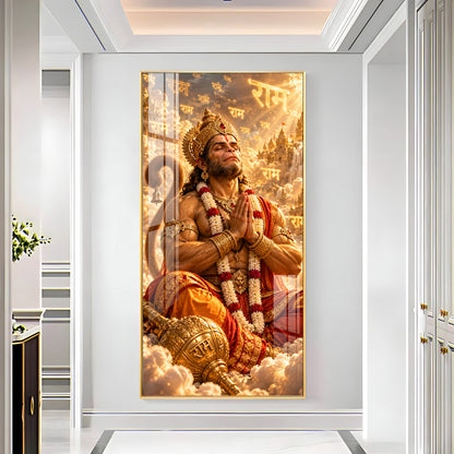 Lord Hanuman Meditation Premium Acrylic Vertical Wall Art