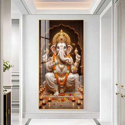 Ganesh Ji Eternal Wisdom Premium Acrylic Vertical Wall Art