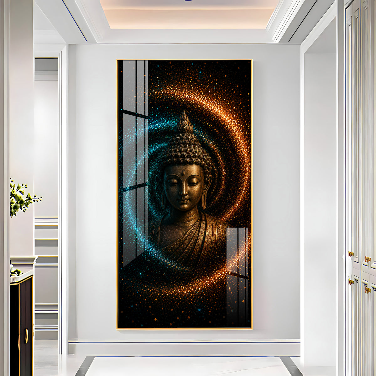Serene Buddha Cosmic Energy Premium Acrylic Vertical Wall Art