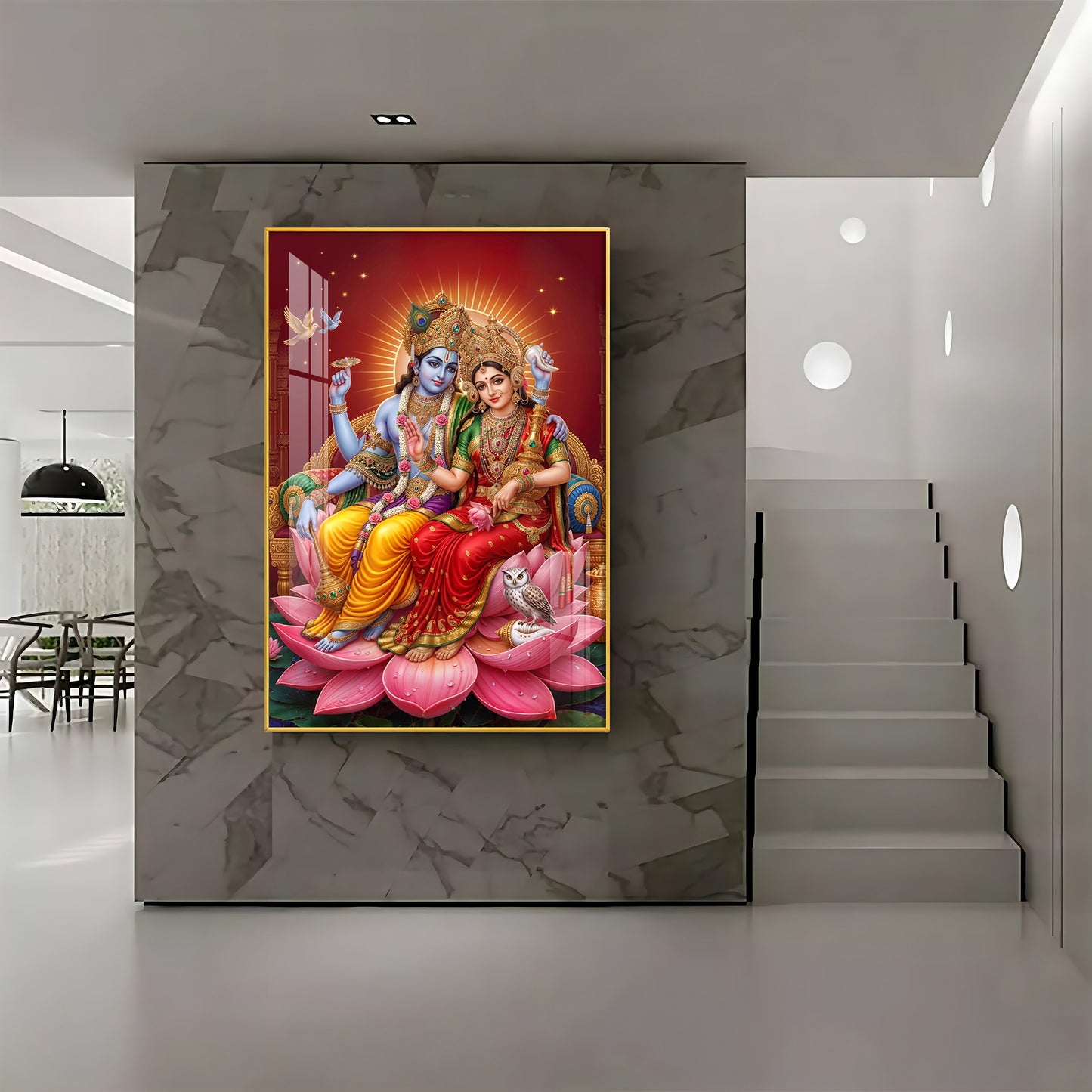 Lord Vishnu & Maa Lakshmi Premium Acrylic Vertical Wall Art