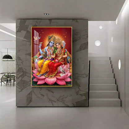 Lord Vishnu & Maa Lakshmi Premium Acrylic Vertical Wall Art