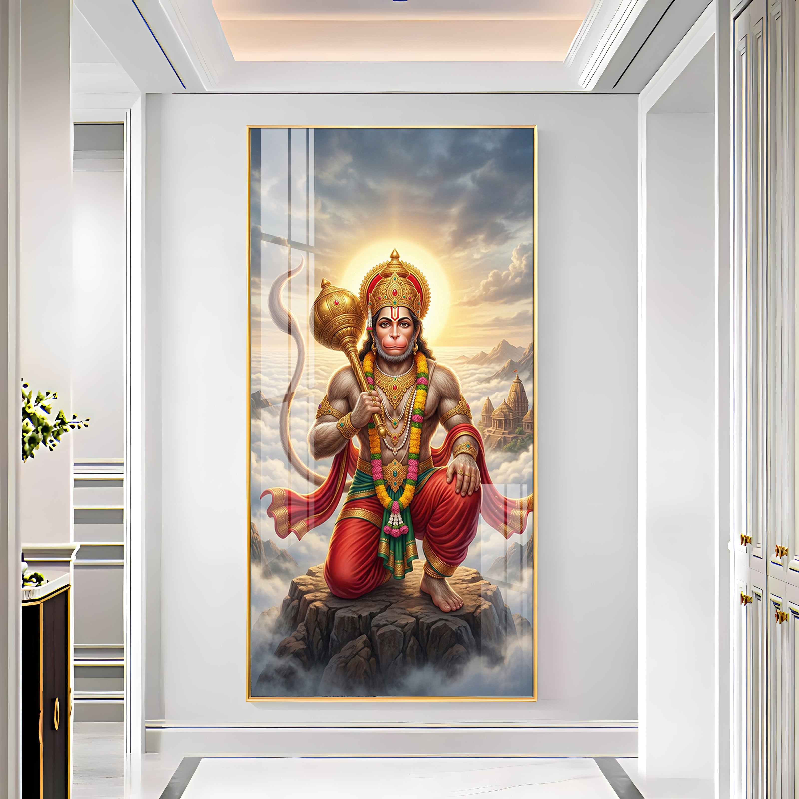 Divine Hanuman Ji Blessing Premium Acrylic Vertical Wall Art
