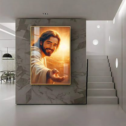 Smiling Jesus Christ Premium Acrylic Vertical Wall Art