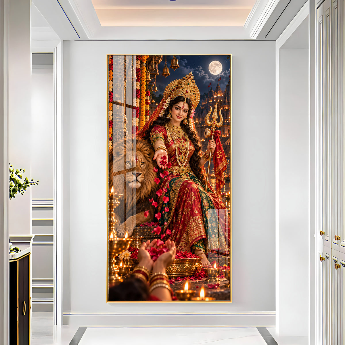 Maa Siddhidatri Premium Acrylic Vertical Wall Art