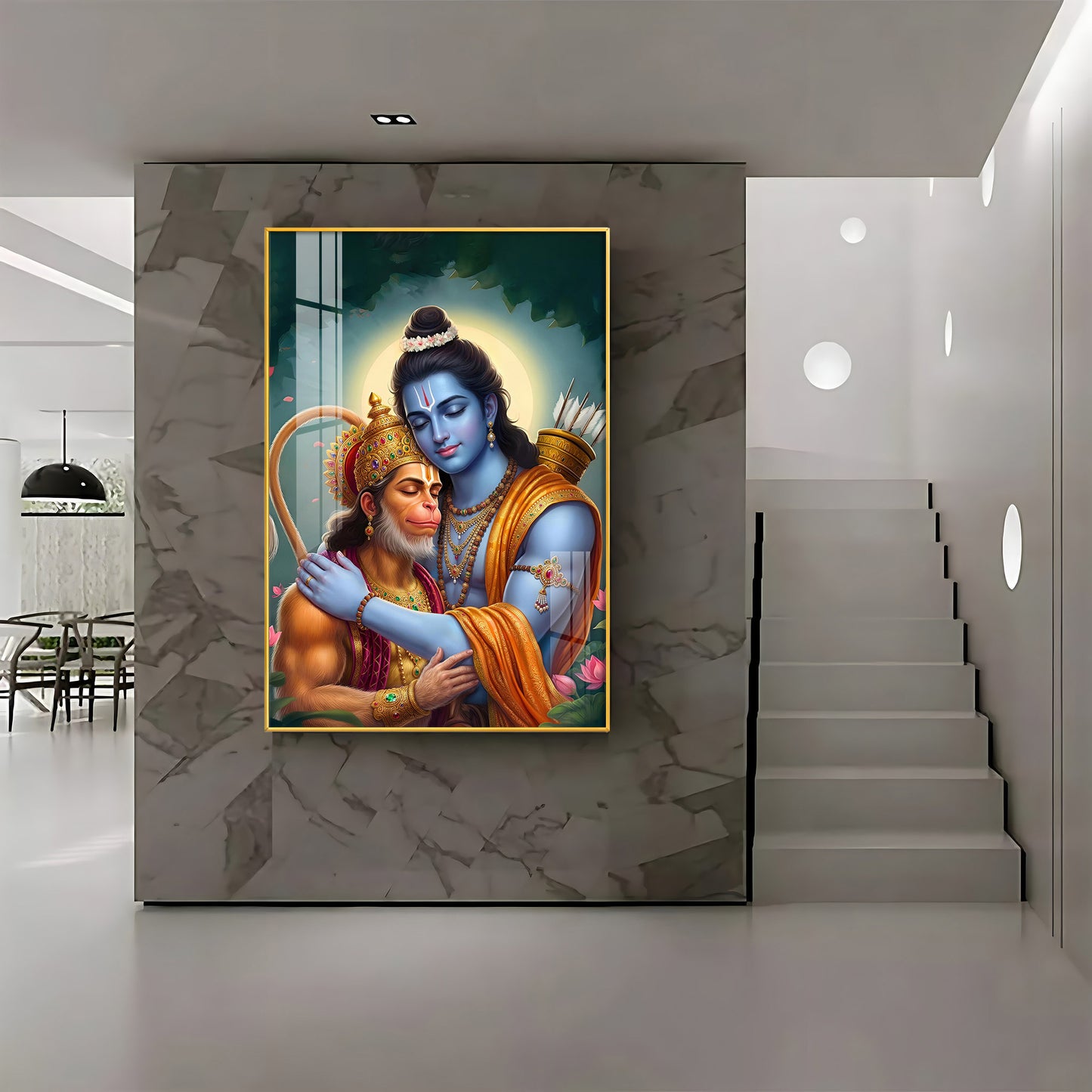 Lord Rama And Hanuman Brotherhood Premium Acrylic Wall Art