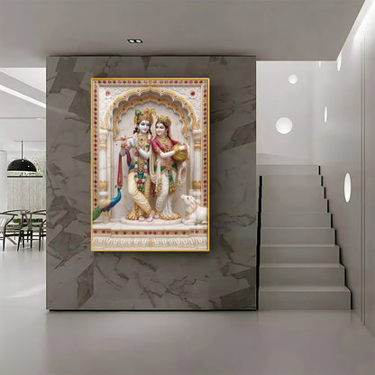 Radha Krishna Aura Premium Acrylic Vertical Wall Art