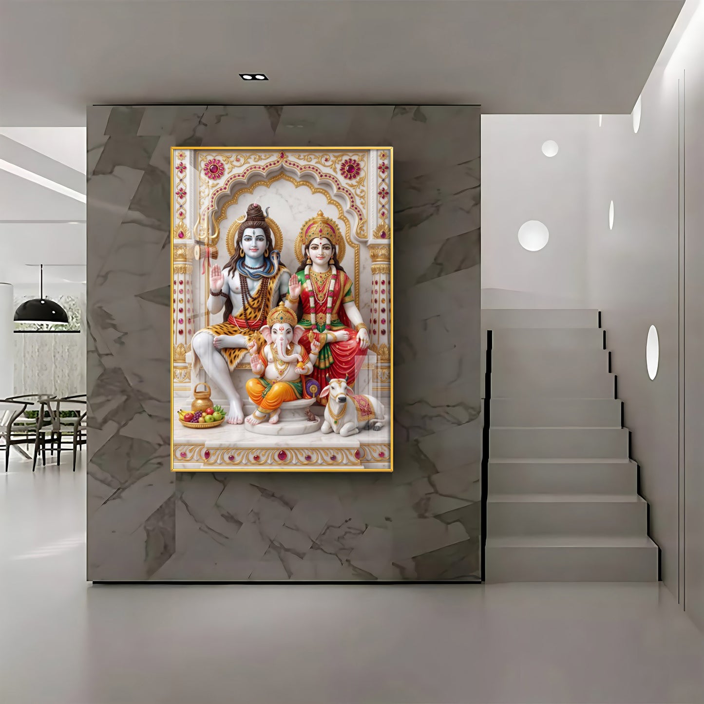 Lord Shiv Parvati Parivar Premium Acrylic Vertical Wall Art