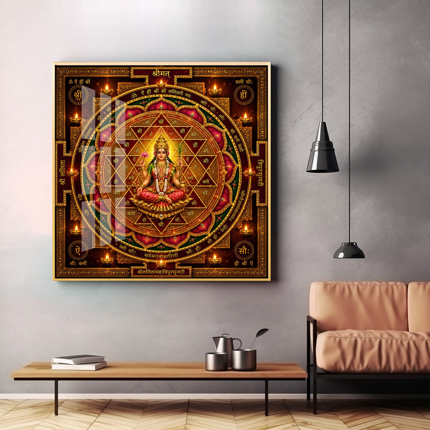 Shri Lalita Tripura Sundari Yantra Premium Acrylic Square Wall Art
