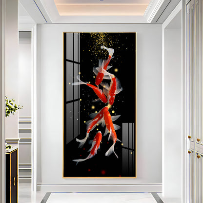 Red & White Koi Fish Premium Acrylic Vertical Wall Art